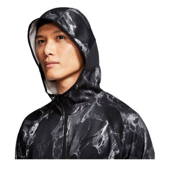 Nike Spotlight Marbled Full Zip Hoodie Jacket Dri-Fit Kangaroo Pockets Black L - Picture 2 of 16